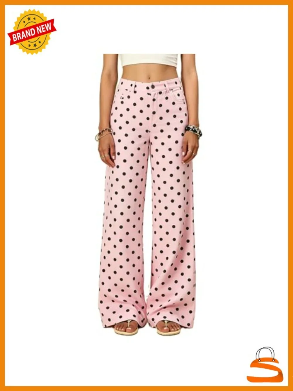 Low Rise Baggy Y2K Polka Dot Wide Leg Jeans